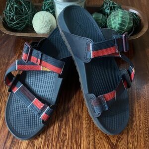 Chaco Red and Blue Sandals with Adjustable Straps